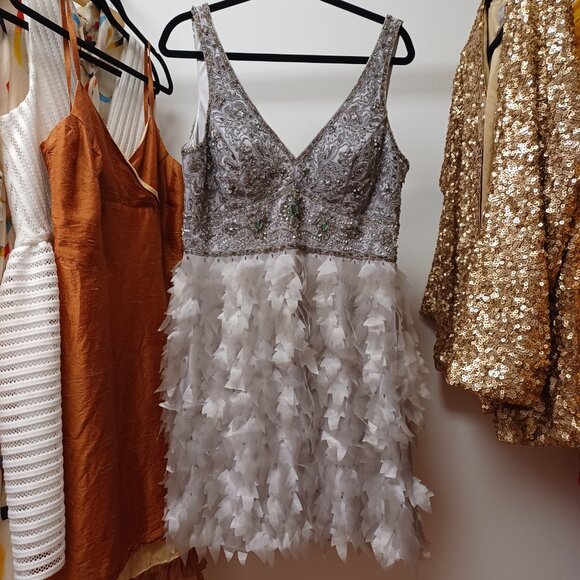 Sue Wong Beaded Gatsby Feather Dress size 14 - Picture 16 of 16